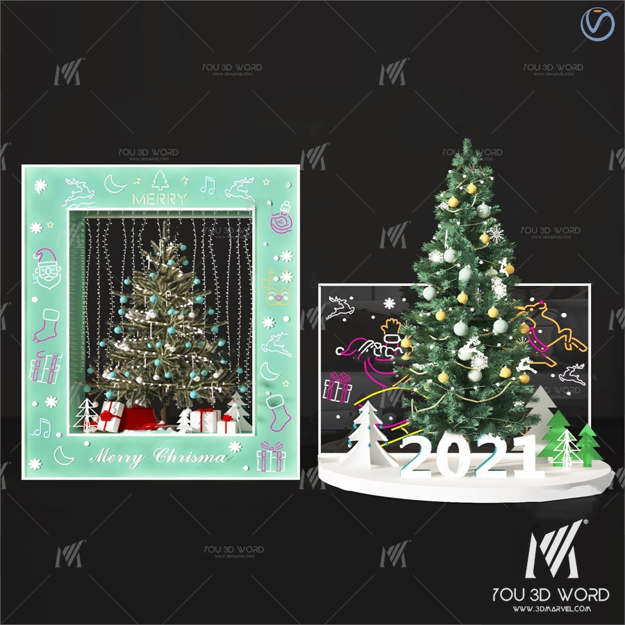 Modern Christmas tree window Meichen 3d model
